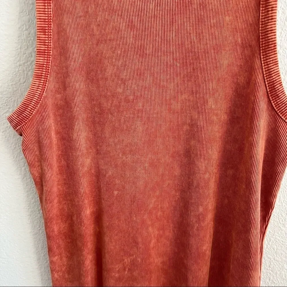 TopShop Red Orange Ribbed Tie Dye Tank Dress US 8